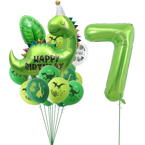 23 Stück Dino Luftballon,Dino Geburtstag Deko 7 Jahre,Dschungel Deko 7. Geburtstag Junge,Dino Deko Kindergeburtstag Luftballons,Ballon 7 Geburtstag Deko,Folienballon 7 für Waldtiere Party Dekoration von VIKY