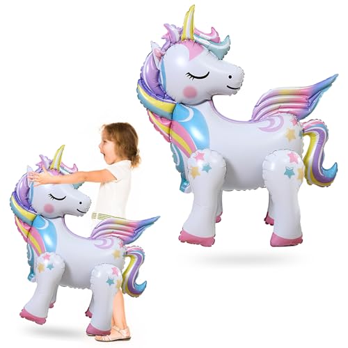 VIKY® Einhorn Luftballons,3D Folienballon Einhorn Stehend,Einhorn Ballon Mädchen,Walking Einhorn Deko Kindergeburtstag,Einhörner Deko,Einhorn Luftballon Tiere mit Beinen,Unicorn Birthday Decoration von VIKY