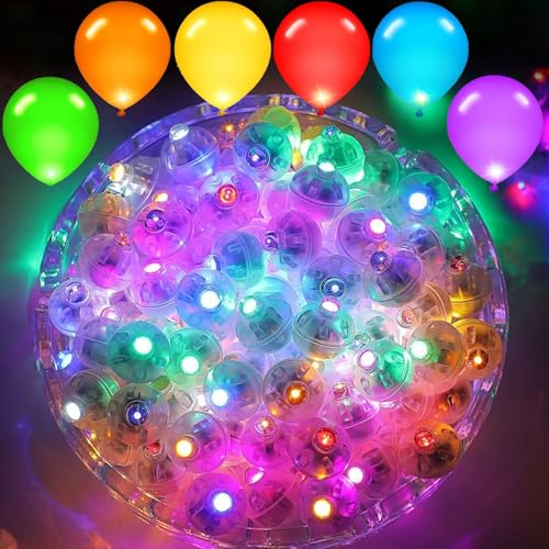 VIKY® 50 Stk LED Ballons Lichter + 50 Stk Luftballons Geburtstag, Mini Led Licht, Ballon Bunt mit Bunt Led Ballonlichter, Party Licht Leuchtende Luftballons für Geburtstag Hochzeit Karneval Silvester von VIKY