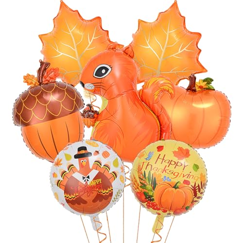 VIKY Herbst Deko Kürbisk Luftballon, Kürbis Deko Ballons, Thanksgiving Deko Ahornblatt Folienballon Set, Erntedankfest Deko Ballon, Luftballons Orange für Herbstdeko Themenparty Halloween Dekorationen von VIKY