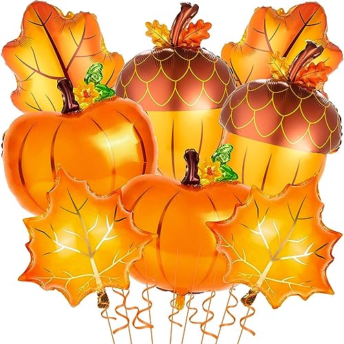 VIKY® Thanksgiving Deko Kürbisk Luftballon,Kürbis Deko Ballons,Erntedankfest Deko Ahornblatt Folienballon Set,Herbst Deko Ballon,Luftballons Orange für Herbst Themenparty Halloween Dekorationen von VIKY