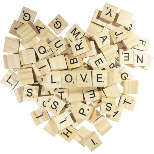 VILIA Clever Delights Scrabble-Fliesen, Buchstabenfliesen aus Holz, ideal zum Basteln, Buchstabenfliesen, Rechtschreibung, 100 Stück von VILIA