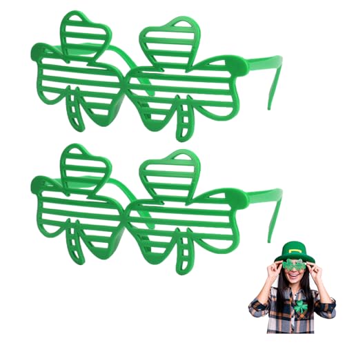 St. Patricks Day Zubehör Kleeblatt-Brille, irisches Patrick Kleeblatt, ausgefallenes Auge, Glas, St. Patricks, Kobold, Kostüm, Stirnband, grüne Brille, Brillen-Set für Kinder, St. Patrick's Day, von VILITI