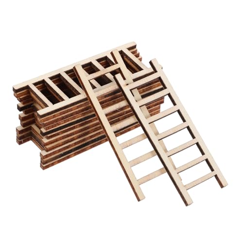 20St Simulation von Leiterornamenten Leiter-Kuchen-Deckel Puppenhausleiter Feengartenleiter wohnaccessoires Mini Leiter Holzladder kleine Holzleiter Puppenhauszubehör hölzern Beige VILLCASE von VILLCASE