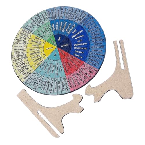 VILLCASE Emotionsrad-Diagramm Für Doppelseitiges Schreibtisch-Ornament Aus Holz Mit Ständer Beruhigungstechniken Für Das Home-Office von VILLCASE