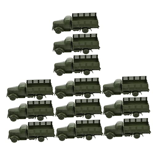 VILLCASE 12st Modellspielzeug Für Militärfahrzeuge Weidenkorb Mit Miniaturarmee -lkw - Klassisches Lkw- Miniaturlastwagen Mini Körbe Runde Körbe Mit Deckel Pp Dark Green von VILLCASE