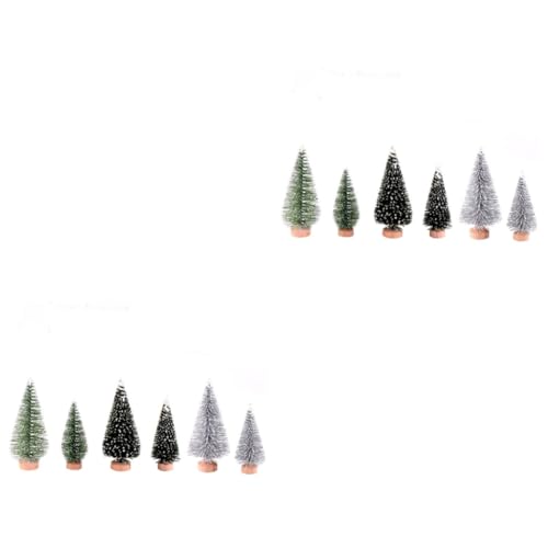 VILLCASE 2 Sätze Christbaumschmuck Landschaft Weihnachtsbaum Gefälschter Weihnachtsbaum Mini-Weihnachtsbaum Weihnachts-mikrolandschaftslandschaft Realistischer Weihnachtsbaum PVC Green von VILLCASE