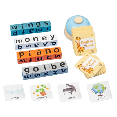 VILLCASE 2 Sätze Englisches Spiele für Kleinkinder lernspiele puzzletisch Puzzlekleber Puzzlematte Buchstabenspiele Alphabet-Rechtschreibspiel Holz von VILLCASE