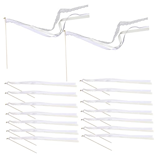 VILLCASE 25St Streamer-Feenstab wirbeln Hochzeits-Streamer Ballett-Band-Stick Feenstab aus Seide Tanzbänder seidenband Ribbon Band-Fee-Sticks Zauberstäbe für die Hochzeit Polyester Beige von VILLCASE