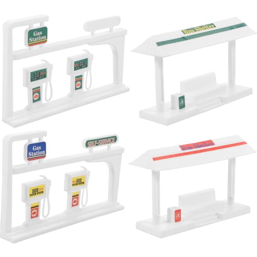 VILLCASE 4 Sätze DIY-Parkplatzszene zum Zusammenbauen Einer Tankstelle Mini- verkehrszeichen verkehrszeichen DIY-Stationsmodelle DIY-Modellbausatz Abs von VILLCASE