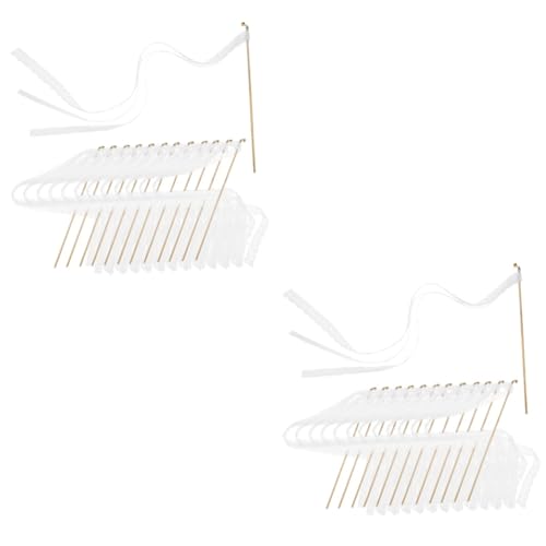 VILLCASE 40 Stk 1 hochzeitsdekoration Partydekoration Hochzeitsstreamer Bänder mit Glocken Zauberstab Hochzeit Zauberstäbe Hochzeitsband-Sticks Bandsticks für die Hochzeit Polyester von VILLCASE