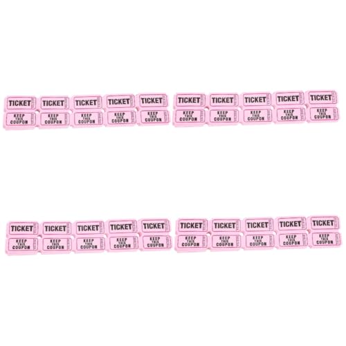 VILLCASE 400 STK Lotterie-ziehungsscheine Lose Schild Etiketten Konzertkarten Auktionstickets Veranstaltungstickets Kinokarten Hochzeit Allgemeine Fahrkarte Rosa Papier von VILLCASE