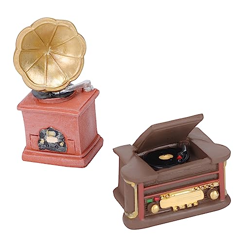 VILLCASE 6 STK Vintage-Ornamente Dekorationen für Plattenspieler realistisches Phonographenmodell hühner Spielzeug Dekoration Weihnachten Miniatur-Phonograph Mini-Phonographenmodell Harz von VILLCASE