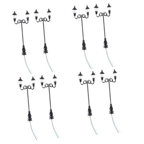 VILLCASE 8 STK Mikro-Landschaftshof Mini-Lampenmodell Mini-Straßenlaternen-Dekoration Mini-Hausdekoration Wegelichtmodell Mini-Dekor Gartendekoration Laternenpfahl-Modell Edelstahl Plus abs von VILLCASE
