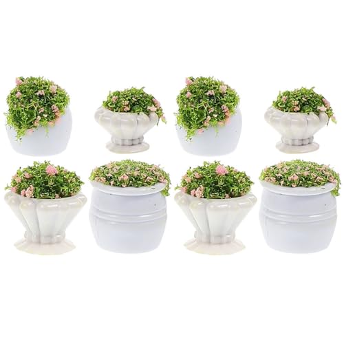 VILLCASE 8st Mini-pflanzvase Anlage Modell Eukalyptus Schwimmender Pflanzentopf Künstlich Grüne Blätter Gartenblumen Gefälschte Blumen Miniatur Blumenvase Plastik von VILLCASE