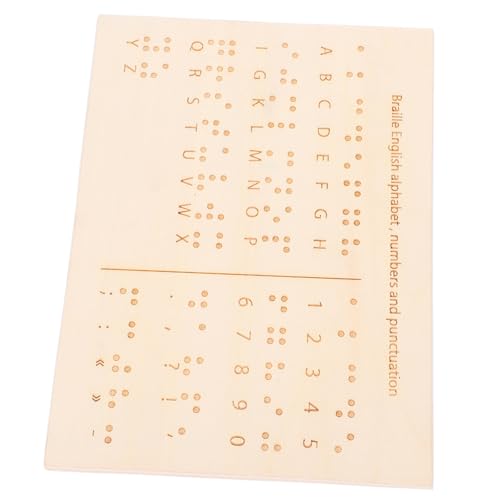 VILLCASE Braille-Unterrichtsgeräte Blindenschrift Schiefer Braille-Nummerntafeln Braille-Zubehör Braille-Lernbrett Braille-Alphabet Lernen Braille-Lerntafel Braille-Buchstabentafeln Holz von VILLCASE