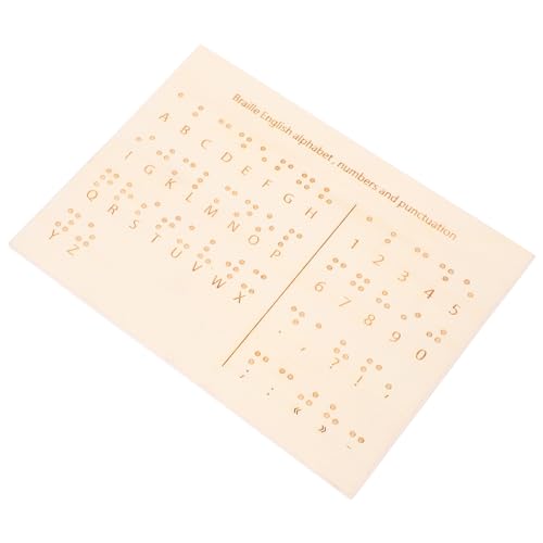 VILLCASE Braille-Unterrichtsgeräte Menschen blinder Stock Braille-Buchstabendiagramm Brief Bretter Braille-Lernbrett Braille-Alphabet Lernen Blinde Versorgung Braille-Bücher Holz Beige von VILLCASE