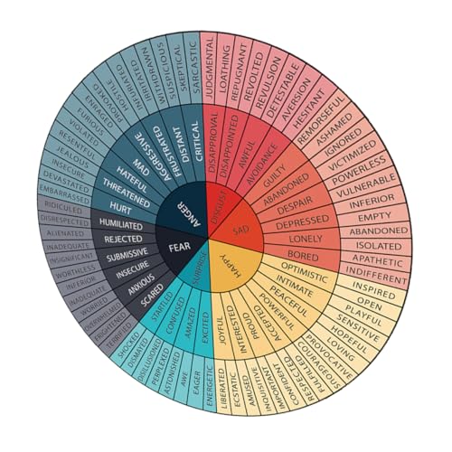 VILLCASE Emotion-Rad-Aufkleber Emotionsrad-Diagramm Gefühlsrad Emotionen-Diagramm Diagramm Der Gefühle Magnet-gefühlsdiagramm Emotionsdiagramm Für Kinder Farbrad-Poster Emotionales Rad PVC von VILLCASE