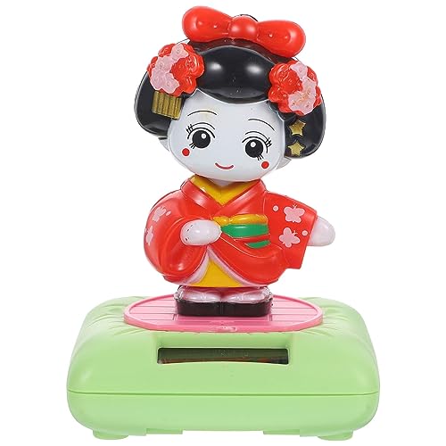 VILLCASE Solar Dancer Wackelkopf Puppe Sänger Auto Innendekoration Ornament Geisha-sammelfigur Kopfschüttelnde Kimono-puppenfigur Desktop-kimono-ornamente Wackelkopfpuppen Im Auto Asien von VILLCASE