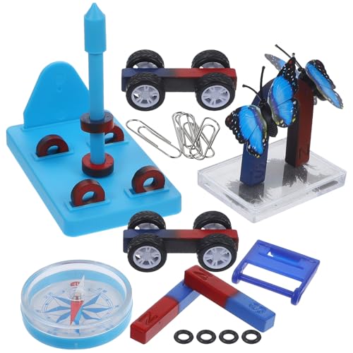 VILLCASE Physikalische Magnet Set Für Kinder - Physik Spielzeug - Wissenschaftsmagnete Kit mit Hufeisenmagnet, Kompass, Bar Und Ring FüR Bildung und Experimente von VILLCASE