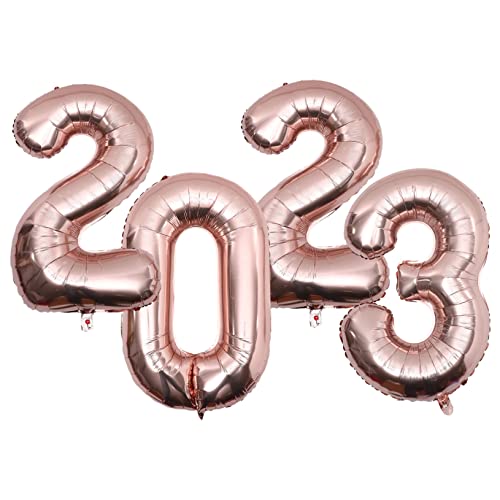 VILLFUL 1 Set 2023 Aluminiumfolienballon Neujahrsballon Kinder Zahlenballons 2023 Neujahr Partygeschenke Abschlussballons 2022 Partyballon Folienballon 2023 Ballons Roségold von VILLFUL