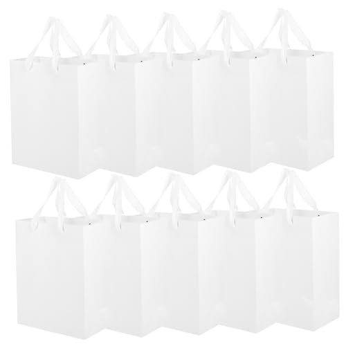 VILLFUL 10St Handtasche Einkaufstüten geschenkverpackung süßigkeitentüten Wickeltaschen präsentieren Tragetaschen aus Papier Süßigkeitenbehälter Geschenktüten Geschenkpapiertüten Weiß von VILLFUL