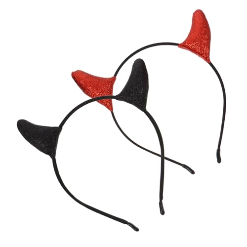 VILLFUL 2 Stück Halloween Teufelshörner Haarreifen Teiliges Rot Schwarz Kopfschmuck Party Stirnband für Damen und Festlicher Haarreif für Karneval Kostüm VILLFUL 2 Stück Halloween Teufelshörner Haarreifen Teiliges Rot Schwarz Kopfschmuck Party Stirnband für Damen und Festlicher Haarreif für Karneval Kostüm von VILLFUL