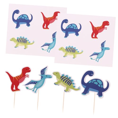 VILLFUL 36St Dinosaurier-Kuchen-Flags Fondant Dessert-Topper Tier cake decorating set Dinosaur Kuchendekoration das Geschenk Papierbecher Dinosaurier-Kuchenpicks Cupcake-Topper Holz von VILLFUL