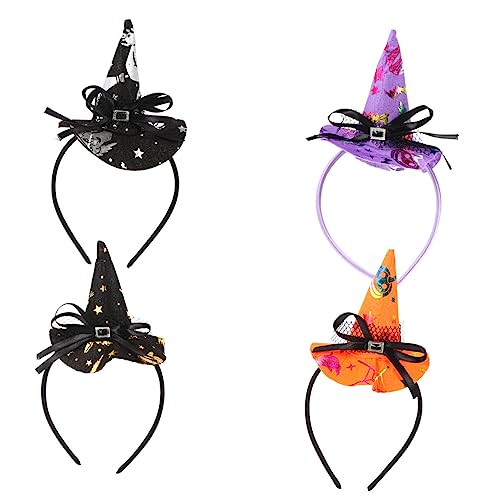 VILLFUL 4 Stück Halloween Haarreif Teilig Hexenhut Design Flexibler Kopfschmuck für Frauen Langlebig und Einzigartig Geeignet für Halloween Party und Festival für Altersgruppen VILLFUL 4 Stück Halloween Haarreif Teilig Hexenhut Design Flexibler Kopfschmuck für Frauen Langlebig und Einzigartig Geeignet für Halloween Party und Festival für Altersgruppen von VILLFUL