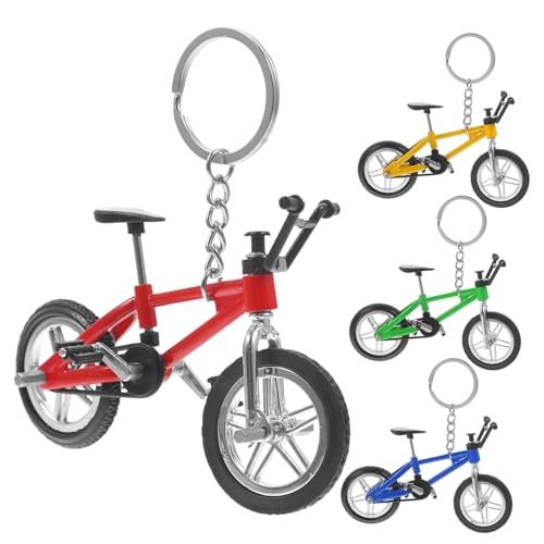 VILLFUL 4 Stück Schlüsselanhänger Mini-Fahrrad Fahrradmodelle Finger-Mountainbikes Mountainbike-Anhänger Miniatur-Mountainbike-Modelle Finger-Bike-Rennanhänger Fingerbike-Modell von VILLFUL