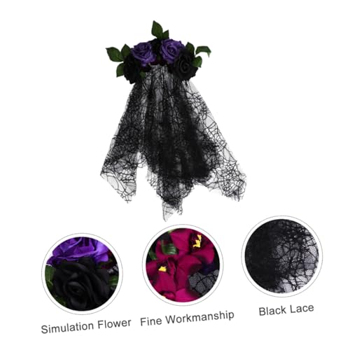VILLFUL Halloween Cosplay Haarreif mit Langem Schwarzen Schleier Totenkopf Blumen Stirnband Bequemer Haarschmuck für Karneval Fasching und Fotorequisiten VILLFUL Halloween Cosplay Haarreif mit Langem Schwarzen Schleier Totenkopf Blumen Stirnband Bequemer Haarschmuck für Karneval Fasching und Fotorequisiten von VILLFUL