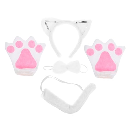 VILLFUL Katzenkostüm Set Für Halloween Tier Cosplay Handschuhe Und Schwanzkostüm Für Kinder Ideal Für Partys Und Kostümevents Inklusive Katzenohren Haarreif von VILLFUL