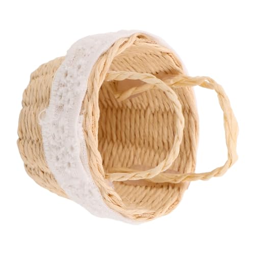 VILLFUL Miniatur Handgefertigter Miniaturkorb aus Imitationsrattan Leichter Tragbarer Handgewebter Blumentasche für Puppenhaus Dekoration und Mikro-landschaftsspiel VILLFUL Miniatur Handgefertigter Miniaturkorb aus Imitationsrattan Leichter Tragbarer Handgewebter Blumentasche für Puppenhaus Dekoration und Mikro-landschaftsspiel von VILLFUL