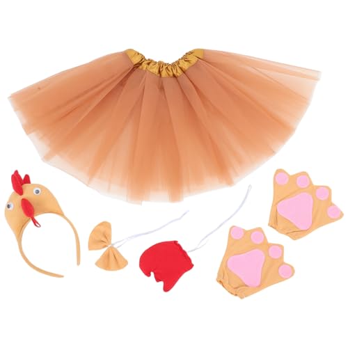 VILLFUL Ostern Huhn Kostüm Set Hahn Stirnband Tutu Fliege Handschuhe Und Tier Cosplay Outfit Für Erwachsene Und Halloween Thanksgiving Party von VILLFUL