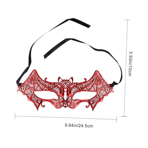 VINTORKY 1 Stück Heiße Rote Spitze Fledermaus Augenmaske Halloween Maske Fledermaus Maske Cosplay Maske Partymaske Halbgesichtsmaske von VINTORKY