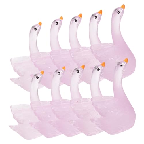 VINTORKY 10st Leuchtende Schwanenverzierung Tierfiguren Bausatz Magnetische Ente Gans Der Schwarze Schwan Mini-tischfigur Dekorative Minifigur Schwanengartenminiatur Märchengarten Harz Rosa von VINTORKY