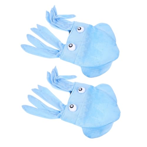 VINTORKY 2pcs Lustiger Tintenfischhut Oktopus-kappe Oktopus-hut Halloweenkostüm Stirnband Mit Meerestieren Meer-party-hut Verrückter Hut Für Tierische Partyhüte Verbundvlies Sky-blue von VINTORKY