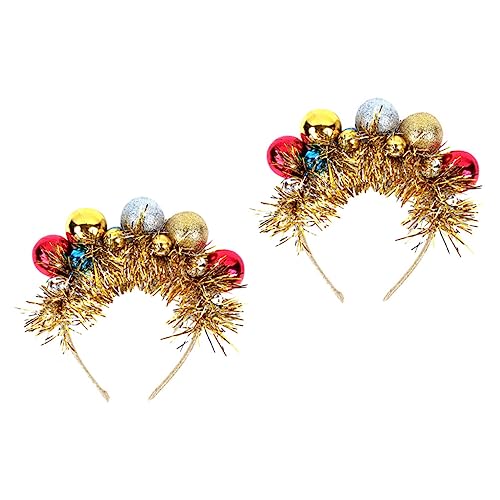 VINTORKY 2st Weihnachtskugel-stirnband Weihnachten Lustige Kopfbedeckungen Weihnachts-haarschmuck Weihnachten Gestreiftes Stirnband Weihnachtliches Haar-accessoire Colorful Harz von VINTORKY