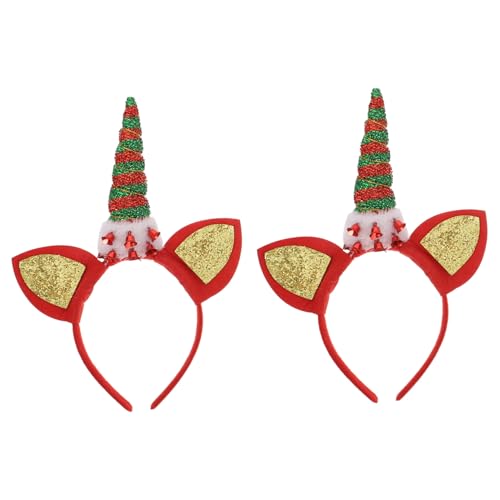 VINTORKY 2st Weihnachtsstirnband Haarband Tiere Aufkleber Einhorn Geburtstag Ausgestopft Einhorn-partyhüte Halloween Plüsch Geweih Weihnachts-haarschmuck Regenbogen-haarspangen Stoff von VINTORKY