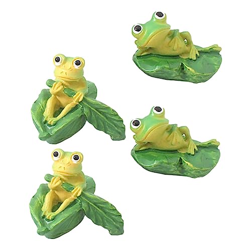 VINTORKY 4 Stück Frosch Schmuckstücke Gartenschmuck winziges Miniaturfrösche für den Feengarten Märchengarten kunstpflanze kunstplflanze Ornament Schwimmbad Dekoration Kunstharz Green von VINTORKY