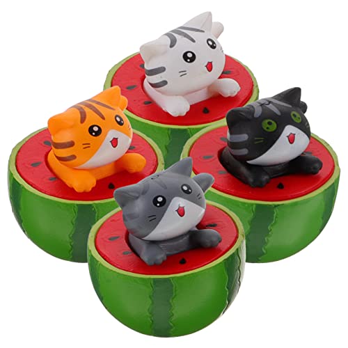 VINTORKY 4 Stück Katzenpuppen-Ornamente Moos-Kätzchen- Katzenbecher Niedliche Sache Mikrospielzeug tierfiguren Animal Figures Glückskatzenmodell Kätzchendekorationen für zu Hause PVC von VINTORKY