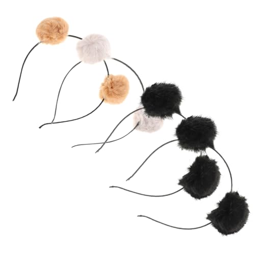 VINTORKY 4er Set Pom Pom Haarreifen Für üße Haarschmuck Accessoires Mit üsch Bommeln Mischfarben Ideal Für Partys Kostüme Und Tägliches Tragen von VINTORKY