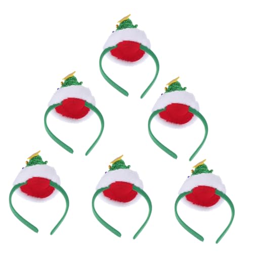 VINTORKY 6st Weihnachtsfrühlingsstirnband Mädchen Stirnbänder Weihnachtskopf Topper Weihnachtskopfbedeckung Kopfbedeckung Star-stirnband-kostüm Hirsch-stirnband Weihnachtsfeier Stoff Green von VINTORKY