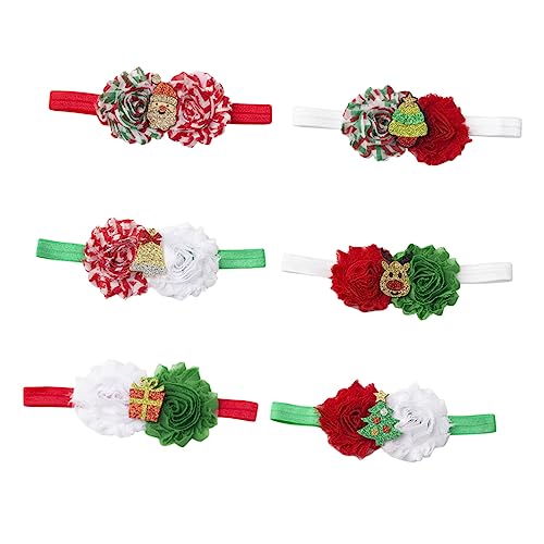 VINTORKY 6st Weihnachtsstirnband Bands Krone Für Mädchen Weihnachtsohrring Weihnachts-stirnband Haarband Weihnachtshaarband Blumenhaarband Elastischer Kopfschmuck Stoff von VINTORKY