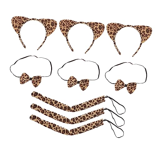 VINTORKY Leopard Druck Katzenohren Haarband Mit Fliege Und Cosplay Zubehör Für Karneval Mottoparty Und Rollenspiele Tierkostüm Accessoires von VINTORKY