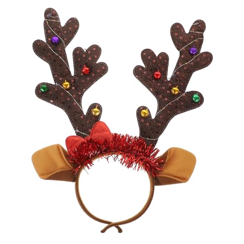 VINTORKY Rentierhaarband Weihnachtsfeiertags-Stirnbänder christmas haarreif christmas headband Weihnachts-Stirnband mit blinkender Glühbirne Stirnbänder für Erwachsene Polyester Coffee von VINTORKY