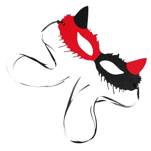 VINTORKY halloween schminke halloween make up halloween outfit augenklappe halloween Halloween-Maske Fuchs Maskerade Halloweenkostüm Dame Party-Fuchs-Maske Masken-Cosplay Schleife von VINTORKY