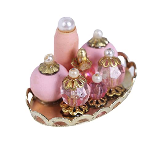 VIONNPPT 1 Set Puppenhaus 1:12 Rosa Parfüm Tablett Miniatur Möbel Zubehör, Mini Deko Ornament Puppenhaus Möbel Puppe Bad Schlafzimmer von VIONNPPT