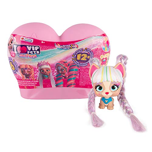 VIP PETS Mini Fans | Mini Überraschungs-Hundepuppe zum Sammeln mit extralangen, glitzernden Haaren & Kamm; Magisches Regenbogen-Wasser beim Entpacken | Puppenmodell nach Zufallsprinzip von VIP PETS