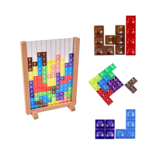 Holzblock Puzzle, Tangram Puzzle Montessori Spielzeug, 3D Transparentes Puzzle Spielzeug mit vertikalem Holzrahmen Spielbrett, Geschenk für 3-12 Jahre alte Kinder von VISIOLEX